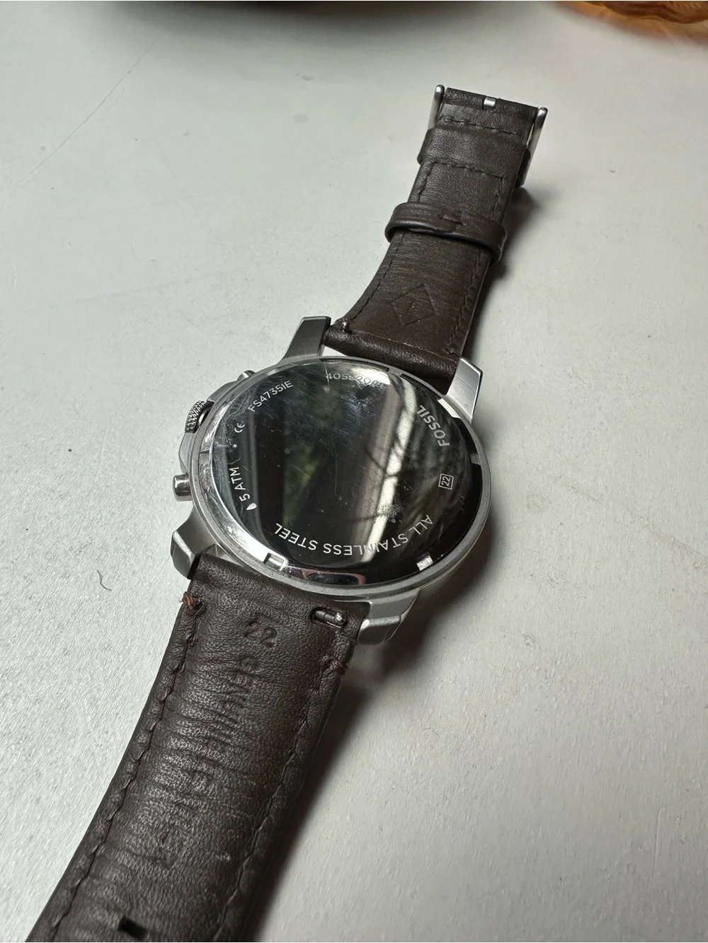 Fossil Men's Brown Leather Strap Watch - Grant 44mm